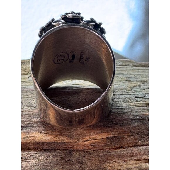 Sterling Silver 925 Día de los Muertos Sugar Skull Ring JJ Size 9 1/2 19.83g - Picture 5 of 14